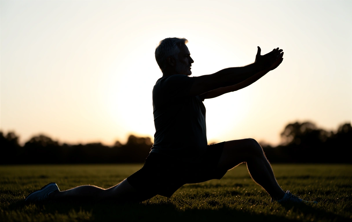 Man die de dag begint met beweging